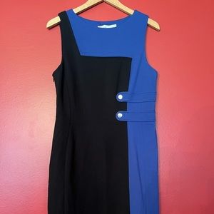 Karen Millen black & blue pencil dress